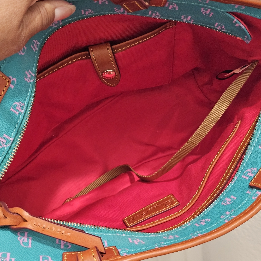 Dooney & Bourke Gretta Leisure Shopper Tote Spearmint Teal Pink Like New - Picture 5 of 9